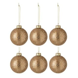 Lot De 6 Boules De Noël "étoiles" 8cm Bronze