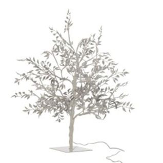 Statue Déco à LED "arbre Feuilles" 56cm Argent