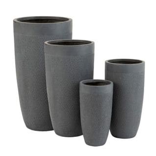 Lot De 4 Vases Design En Argile "neda" 96cm Gris