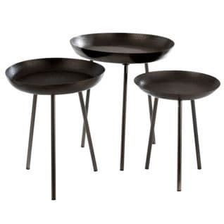 Lot De 3 Tables D'appoint Rondes "cario" 50cm Gris