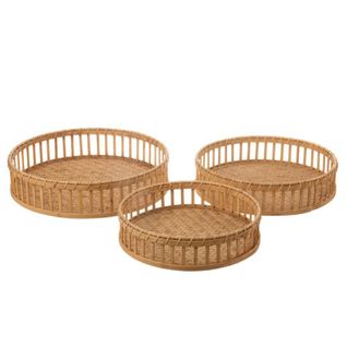 Lot De 3 Plateaux Déco "ronds" 47cm Naturel