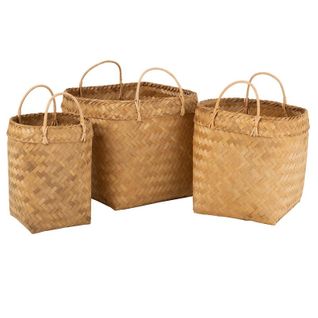 Lot De 3 Paniers Déco "rotin" 50cm Naturel