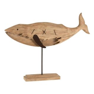 Statuette Déco En Bois "baleine" 74cm Naturel