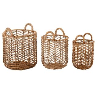 Lot De 3 Paniers Déco "bananier" 52cm Naturel