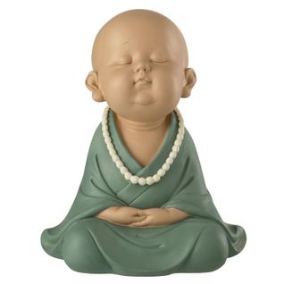 Statuette Déco "moine Zen" 23cm Pétrole