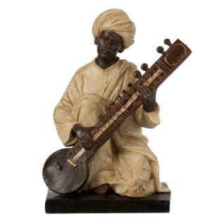 Statue Déco En Résine "indien Musique" 24cm Beige