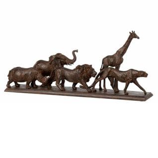 Statue Déco "5 Animaux" 51cm Marron