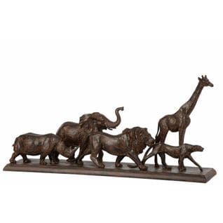 Statue Déco "5 Animaux" 71cm Marron