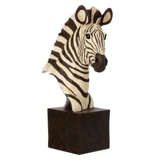 Statuette Déco "zèbre Sur Pied" 42cm Blanc et Noir