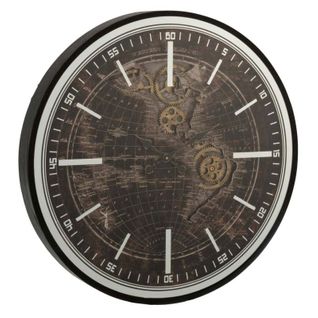 Horloge Murale "mappemonde" 48cm Or et Noir