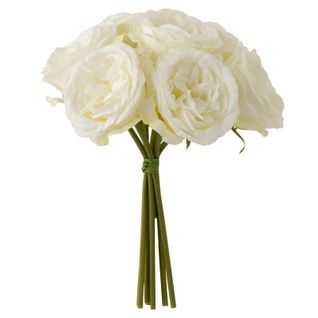 Bouquet De Fleurs Artificielles "rose" 25cm Blanc