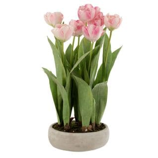 Plante Artificielle En Pot "tulipes" 46cm Rose