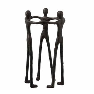 Statue Déco "3 Personnes En Cercle" 36cm Noir