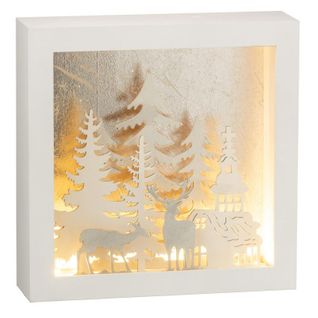 Décoration De Noël LED "hiver" 24cm Blanc et Argent