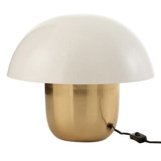 Lampe À Poser "champignon Métal" 40cm Blanc Et Or