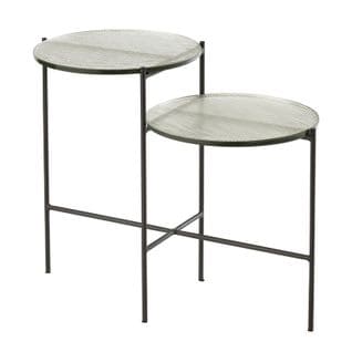 Table Gigogne 2 Niveaux "rita" 80cm Transparent et Noir