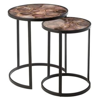 Lot De 2 Tables Gigognes "aver" 50cm Marron Et Noir