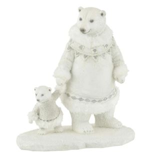 Statuette Déco "ours Polaire Main" 25cm Blanc