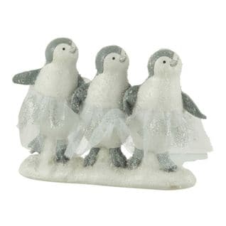 Statuette Déco "3 Pingouins" 20cm Blanc et Gris