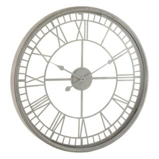 Horloge Murale Design "métal Et Verre" 67cm Gris