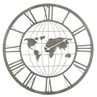 Horloge Murale Design "planisphère" 80cm Gris