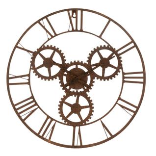 Horloge Murale Design "roues" 60cm Rouille