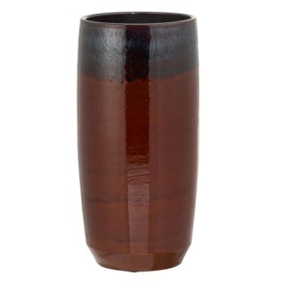 Vase Rond "bord Céramique" 45cm Noir Et Rouge