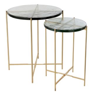 Lot De 2 Tables Gigognes "obi" 58cm Transparent et Or