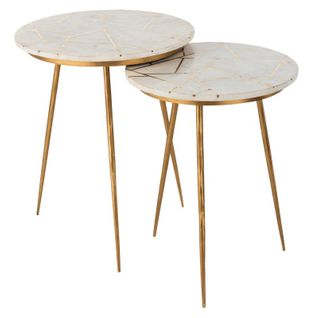 Lot De 2 Tables Gigognes "lolita" 56cm Or et Blanc