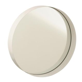 Miroir Mural Rond Déco "bord Métal" 40cm Blanc