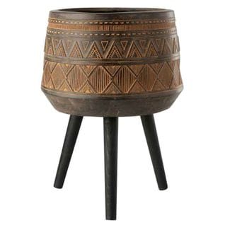 Cache-pot Sur 3 Pieds "ethnique" 56cm Marron