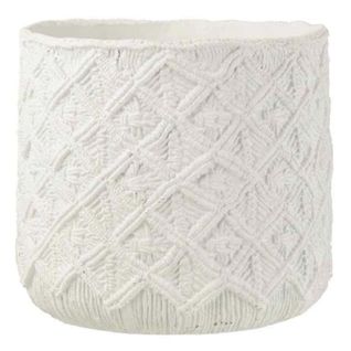 Cache-pot Déco En Ciment "damier" 33cm Blanc