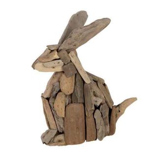 Statuette Déco En Bois Recyclé "lapin" 35cm Naturel