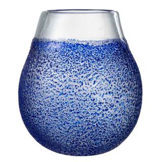 Photophore Design En Verre "santorini" 25cm Bleu