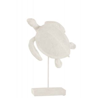 Statuette Déco Sur Pied "tortue De Mer" 40cm Blanc