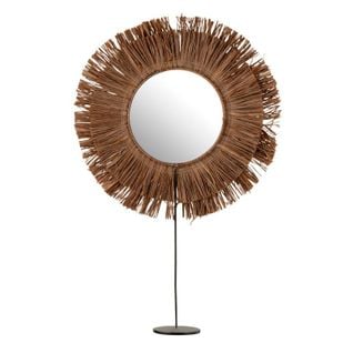 Miroir Sur Pied En Raphia "saffron" 59cm Marron