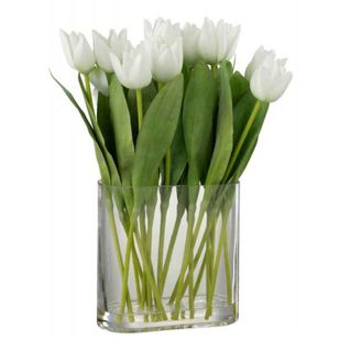 Fleur Artificielle et Vase "tulipes" 39cm Blanc