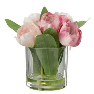 Fleur Artificielle et Vase "tulipes" 19cm Rose