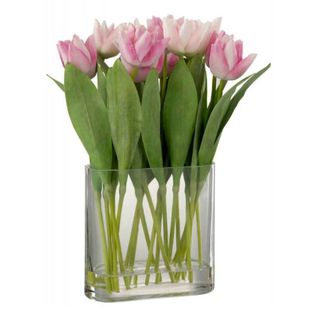 Fleur Artificielle et Vase "tulipes" 39cm Rose