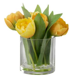 Fleur Artificielle et Vase "tulipes" 19cm Jaune