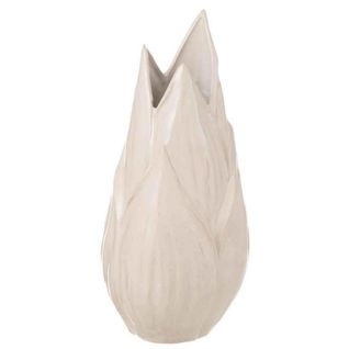 Vase Design En Céramique "ibiza Brillant" 43cm Beige