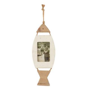 Cadre Photo Suspendu "poisson" 45cm Blanc Et Beige