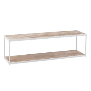 Table Basse 2 Niveaux "miraza" 150cm Naturel et Blanc