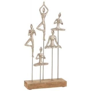 Statuette Déco "femmes Yoga" 52cm Argent et Beige