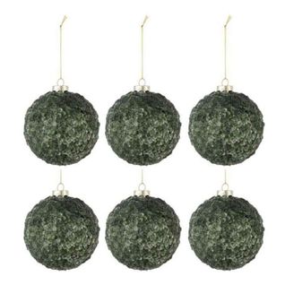 Lot De 6 Boules De Noël "givres" 8cm Vert