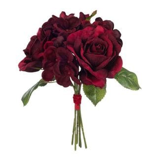 Bouquet De Fleurs Artificielles "roses" 25cm Rouge