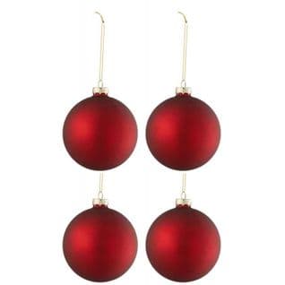 Lot De 4 Boules De Noël "verre Épais" 10cm Rouge