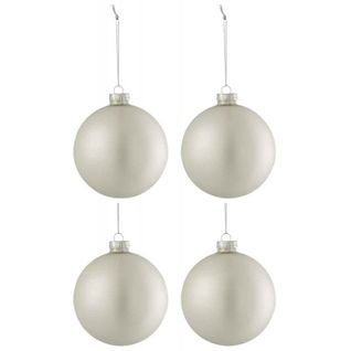 Lot De 4 Boules De Noël "verre Épais" 10cm Argent