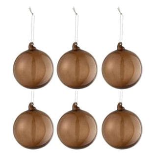 Lot De 6 Boules De Noël "verre Épais" 8cm Marron