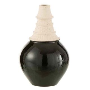 Vase Design "col Haut" 26cm Noir et Beige